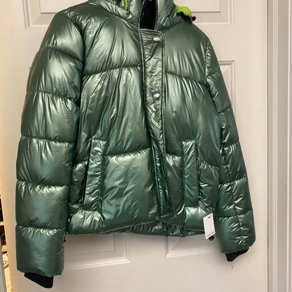 Calvin Klein Shiny Green Puffer Jacket XS